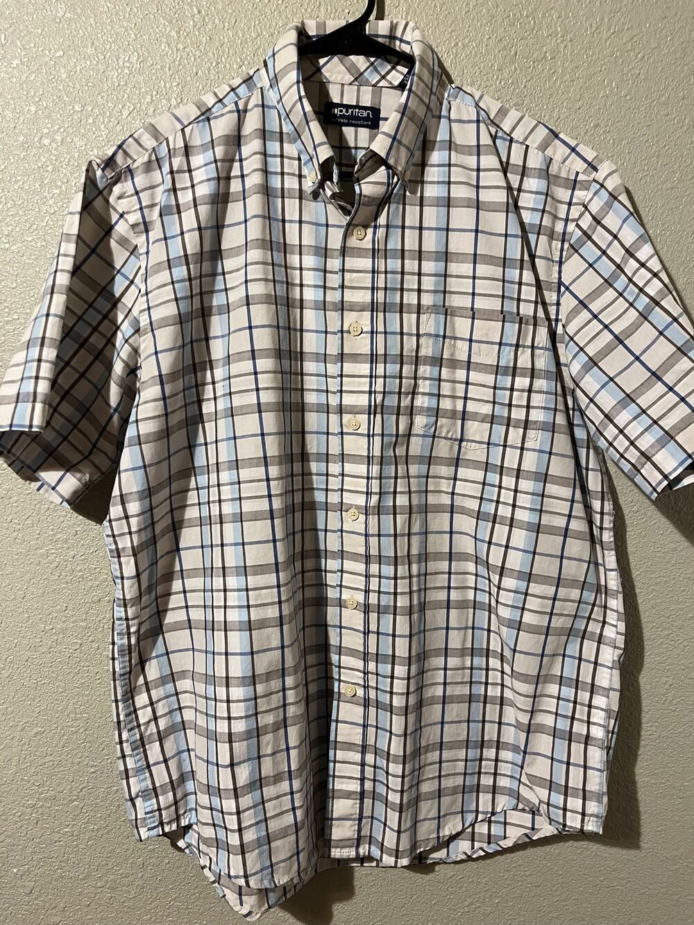 Puritan men’s button  front shirt size large